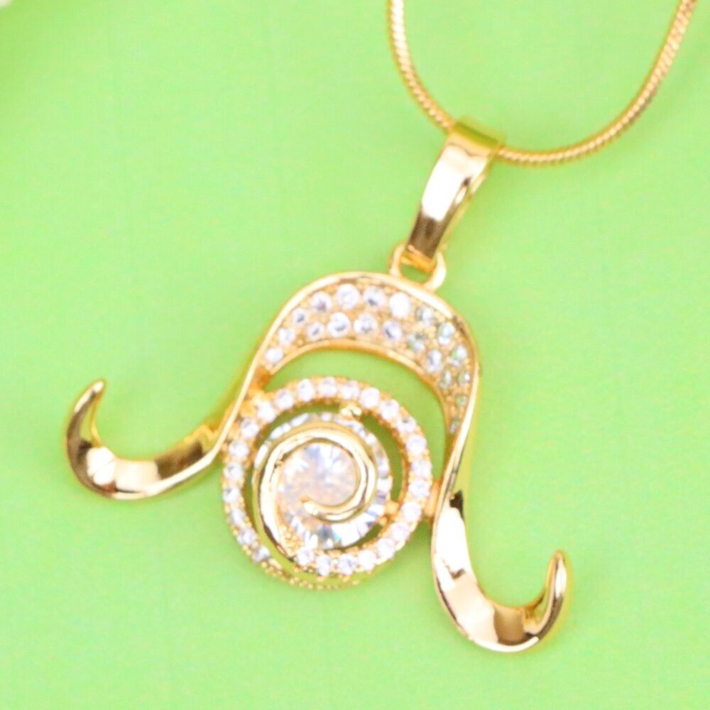 "Rose Gold Taurus Zodiac Pendant with Sparkling CZ and Curved Horns, XPPT1544